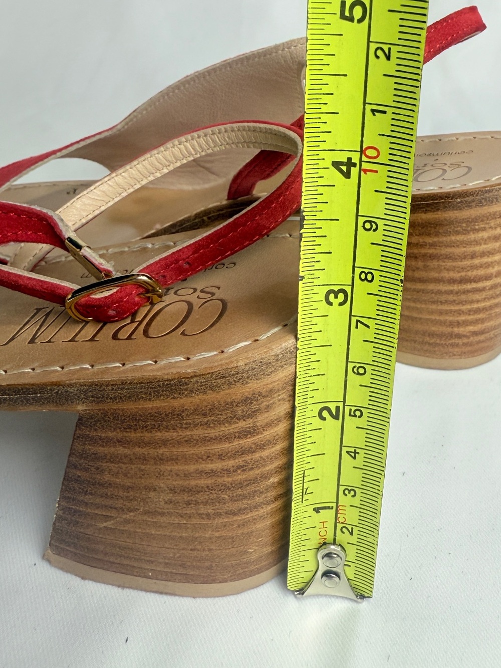 Corium Sorrento Italian Red Leather Sling Back Buckle Heels US 11 EU 42 Italy - Picture 12 of 12